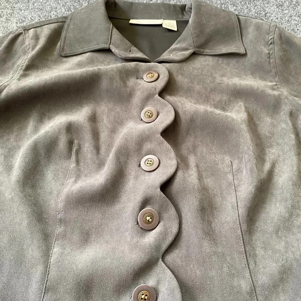 Roamans Womens Plus Shirt Jacket Scallop Hem 14W - Picture 7 of 12
